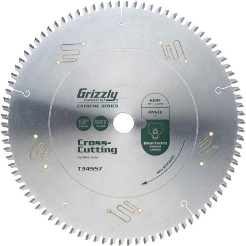 Image for Grizzly T34557 - 12" x 1" 90T ATBR Extreme Series Crosscut Saw Blade